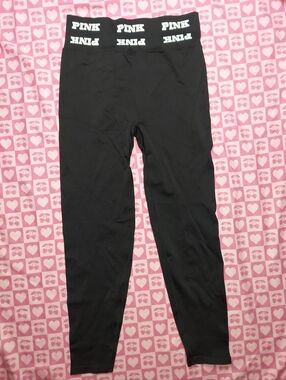 Victorias Secret PINK Black Logo Waistband Leggings